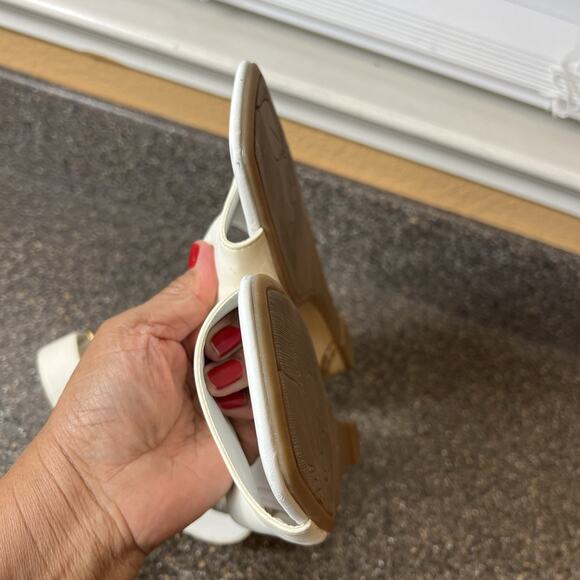 Franco Sarto White Leather Wedge Sandals Women's Size 10 M Open Toe Ankle Straps - Picture 7 of 12